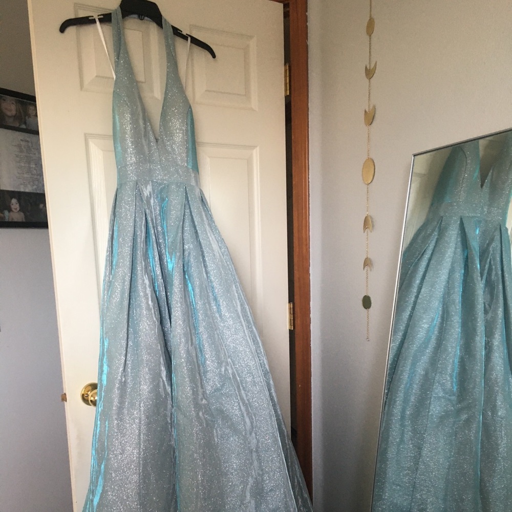 Blue sparkly prom dress
